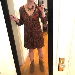 Vintage inspired bohemian paisley dress